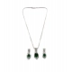 Women's Brass Silver Plated Pendant Set (Green)