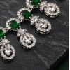 Women's Brass Silver Plated Necklace set (Green)