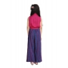 Girl's Rayon Colour Block Sleeveless Jumpsuit (Pink-Blue)