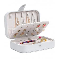 PU Leather Solid Jewelry Storage Box (White-Cream)