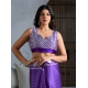 Women's Satin Crepe Printed Saree With Unstitched Blouse 5.5Mtr (Purple)