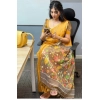 Women's Linen Printed Saree With Unstitched Blouse 5.5Mtr (Mustard) Women's Linen Printed Saree With Unstitched Blouse 5.5Mtr (Mustard)