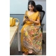 Women's Linen Printed Saree With Unstitched Blouse 5.5Mtr (Mustard)