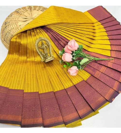 Women's Soft Silk Printed Saree With Unstitched Blouse 5.5Mtr (Mustred)