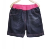 Girl's Denim Ribbed Elasticated Shorts (Pink-Blue) Girl's Denim Ribbed Elasticated Shorts (Pink-Blue)