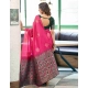 Women's Soft Lichi Silk Printed Saree With Unstitched Blouse 5.5Mtr (Pink)