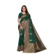Women's Soft Lichi Silk Printed Saree With Unstitched Blouse 5.5Mtr (Green)