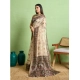 Women's Silk Blend Printed Saree With Unstitched Blouse 5.5Mtr (Cream)