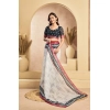 Women's Faux Linen Floral Print Ready to wear Saree With Unstitched Blouse 5.5Mtr (OffWhite) Women's Faux Linen Floral Print Ready to wear Saree With Unstitched Blouse 5.5Mtr (OffWhite)