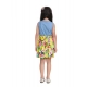Girl's Denim Floral Sleeveless Dress (Blue-Yellow) Girl's Denim Floral Sleeveless Dress (Blue-Yellow)