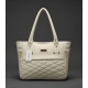 Women's PU Leather Solid Shoulder Zipper Handbag (Cream)