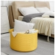Cotton 14x12 Inch Pack of 1 Storage Basket For Clothes (Yellow)