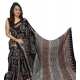 Women's Satin Printed Saree With Unstitched Blouse 5.5Mtr (Black)