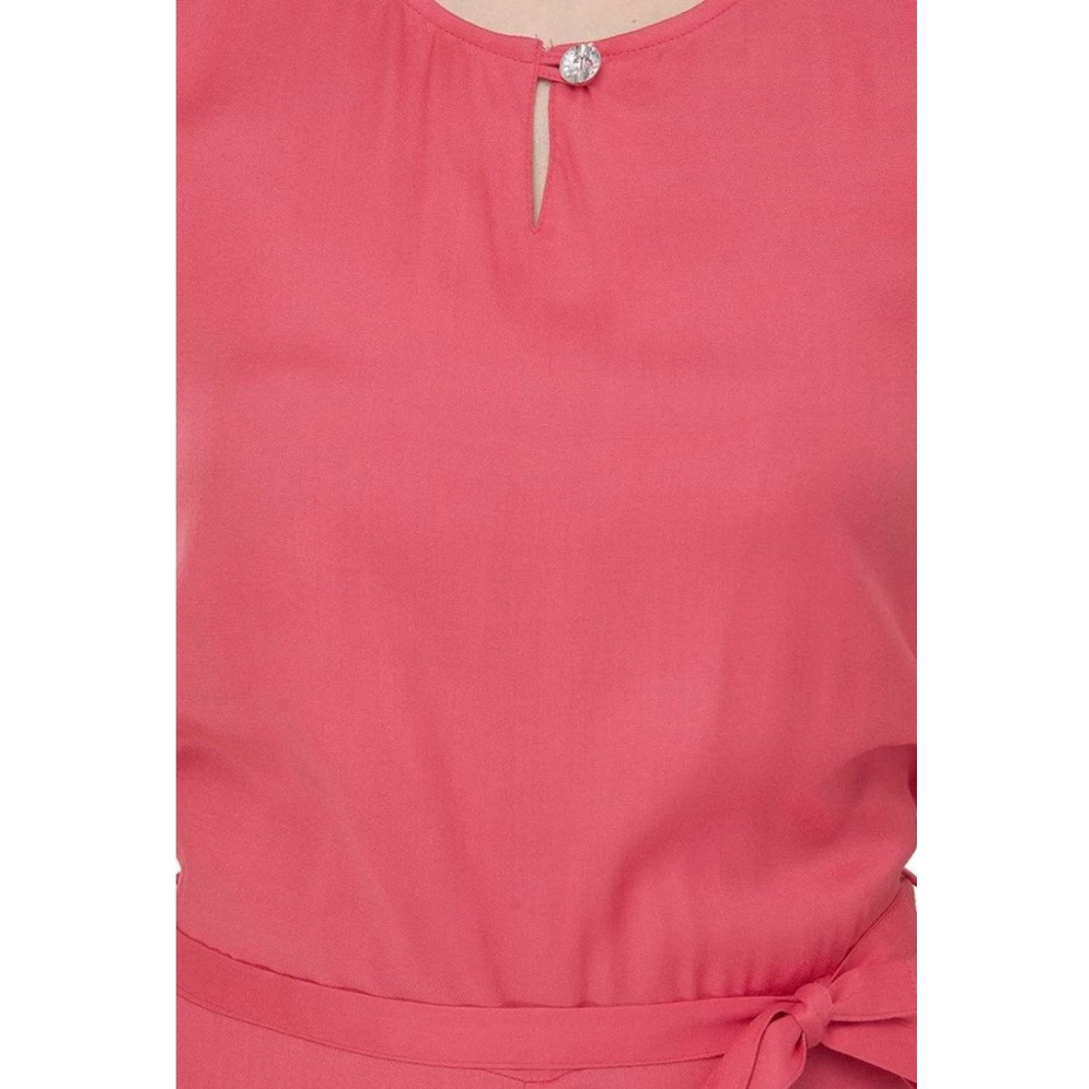 Women's Casual Crepe Sleeveless Jump Suit (Pink)
