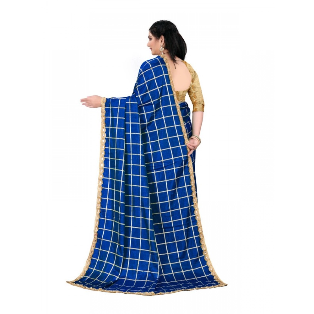 Women's Sana Silk Bandhni Saree With Unstitched Blouse 5.5Mtr (Royal Blue)