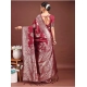 Women's Banarasi Silk Printed Saree With Unstitched Blouse 5.5Mtr (Maroon)