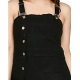 Women's Casual Denim Sleeveless Dress (Black)