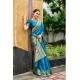 Women's Silk Blend Paithani Weaving Saree With Unstitched Blouse 5.5Mtr (Aqua)