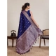 Women's Jacquard Woven Saree With Unstitched Blouse 5.5Mtr (Navy) Women's Jacquard Woven Saree With Unstitched Blouse 5.5Mtr (Navy)