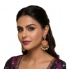 Women's Zinc Alloy Gold Plated Chandbali Earrings (Multicolor)