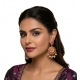 Women's Zinc Alloy Gold Plated Chandbali Earrings (Multicolor)
