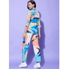 Women's Polyester Colour Blocking 3-4th Sleeve Co-Ord Set (Multicolor)