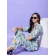 Women's Polyester Floral 3-4th Sleeve Co-Ord Set (Multicolor) Women's Polyester Floral 3-4th Sleeve Co-Ord Set (Multicolor)