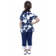 Girl's Denim Tie &amp; Dye Short Sleeve Top (Blue-White)