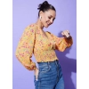 Women's Polyester Floral Long Sleeves Top (Multicolor)