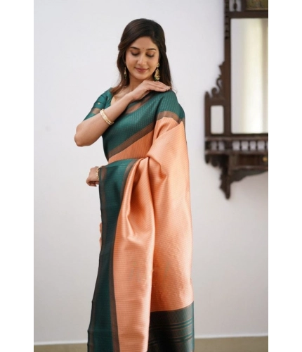 Women's Soft Lichi Silk Printed Saree With Unstitched Blouse 5.5Mtr (Orange) Women's Soft Lichi Silk Printed Saree With Unstitched Blouse 5.5Mtr (Orange)