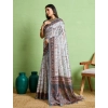 Women's Silk Blend Printed Saree With Unstitched Blouse 5.5Mtr (Grey) Women's Silk Blend Printed Saree With Unstitched Blouse 5.5Mtr (Grey)