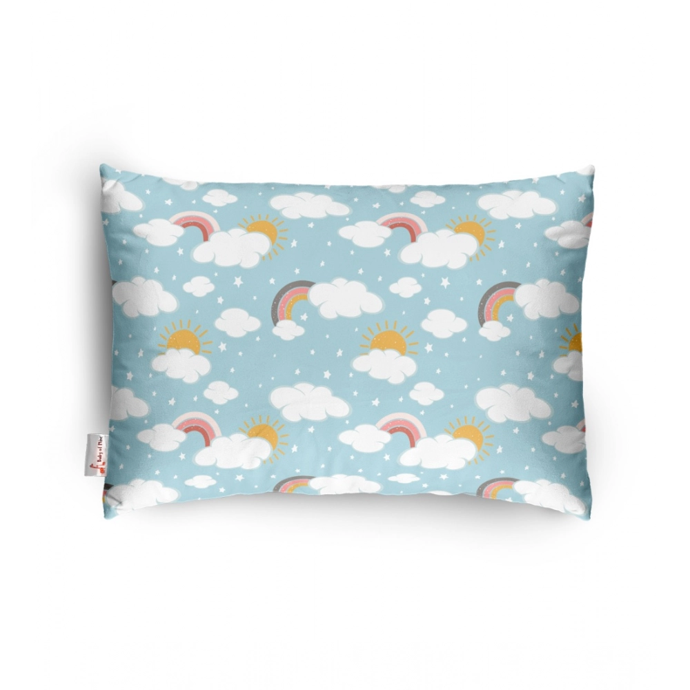Soft Plush Printed Baby Infant Pillow for Kids Age 1 To 5 Years (Sky Blue)