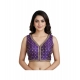 Women's Silk Blend Embroidered V-Neck Non Padded Blouse (Purple 38 Ready (Alterable up to 42)