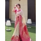 Women's Litchi silk Printed Saree With Unstitched Blouse (Half White) Women's Litchi silk Printed Saree With Unstitched Blouse (Half White)