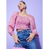 Women's Polyester Floral Long Sleeves Top (Multicolor)