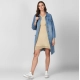 Women's Denim Washed Long Sleeves Jacket (Blue) Women's Denim Washed Long Sleeves Jacket (Blue)