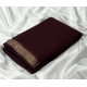 Women's Crepe Chit Pallu Solid Saree With Unstitched Blouse 5.5Mtr (Brown)