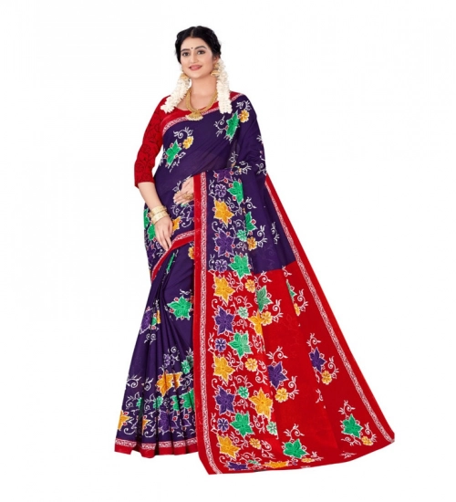Women's Soft Pure Cotton Printed Saree With Unstitched Blouse 5.5Mtr (Multicolor)