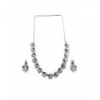Women's Brass Silver Plated Necklace set (Green)