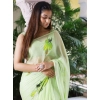 Women's Linen Printed Saree With Unstitched Blouse 5.5Mtr (Green) Women's Linen Printed Saree With Unstitched Blouse 5.5Mtr (Green)
