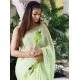Women's Linen Printed Saree With Unstitched Blouse 5.5Mtr (Green)
