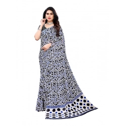 Women's Georgette Printed Saree With Unstitched Blouse 5.5Mtr (Blue)