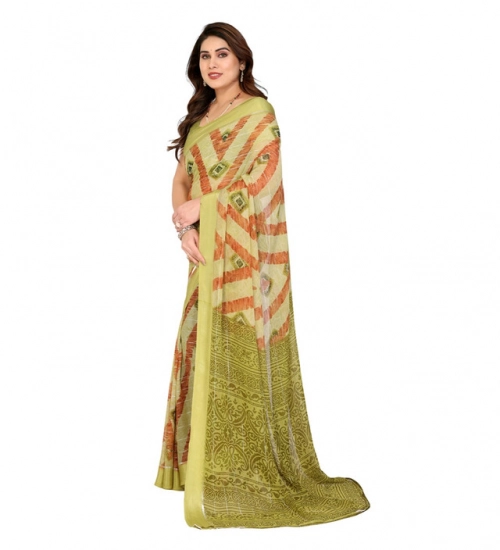 Women's Georgette Printed Saree With Unstitched Blouse 5.5Mtr (Multicolor)