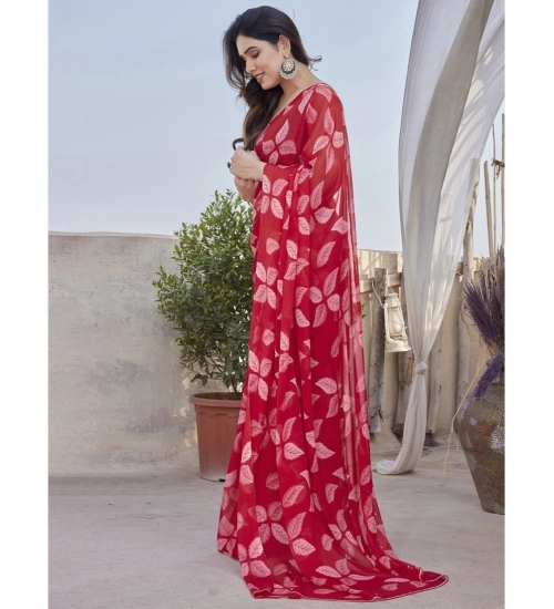 Women's Chiffon Printed Saree With Unstitched Blouse 5.5Mtr (Red) Women's Chiffon Printed Saree With Unstitched Blouse 5.5Mtr (Red)