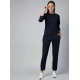 Women's Cotton Solid Long Sleeves Tracksuit (Navy - Green) Women's Cotton Solid Long Sleeves Tracksuit (Navy - Green)