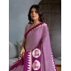 Women's Satin Crepe Printed Saree With Unstitched Blouse 5.5Mtr (Purple)