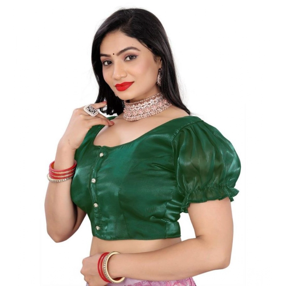 Women's Jimmy Solid Designer Neck Elastic Sleeve Readymade Blouse (Green 38 , Alterable up to 42)-PID65829 Women's Jimmy Solid Designer Neck Elastic Sleeve Readymade Blouse (Green 38 , Alterable up to 42)-PID65829