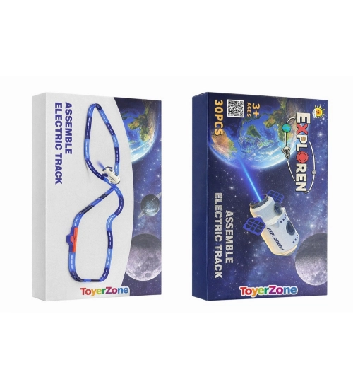 Plastic Space Theme 30 Pcs Assemble Electric Track Set (Multicolor)