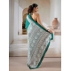 Women's Satin Crepe Printed Saree With Unstitched Blouse 5.5Mtr (Green)