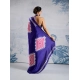 Women's Satin Crepe Printed Saree With Unstitched Blouse 5.5Mtr (Purple)